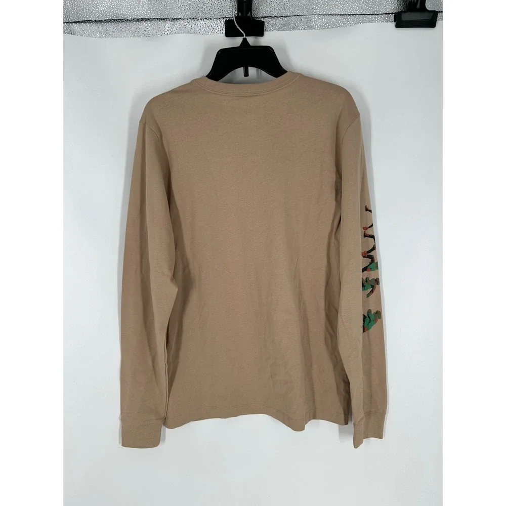Air Jordan T Shirt Men Medium Khaki Long Sleeve Jumpman Graphic Cotton Crew Neck